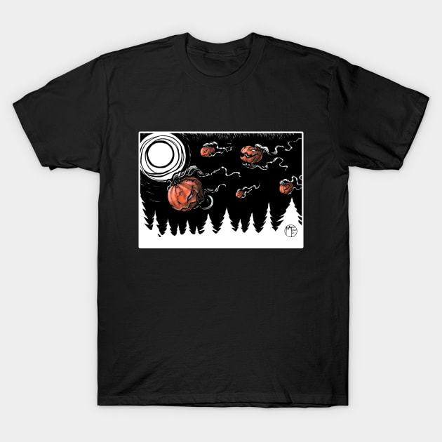 The Night of the Jack o Lantern - White Outlined Version T-Shirt by Nat Ewert Art